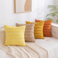 纯色剪花流苏棉麻抱枕套波西米亚风抱枕套居家沙发装饰靠枕腰枕