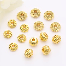 古法金保色飞碟隔片圆形螺纹隔珠手工diy串珠手链项链首饰品配件