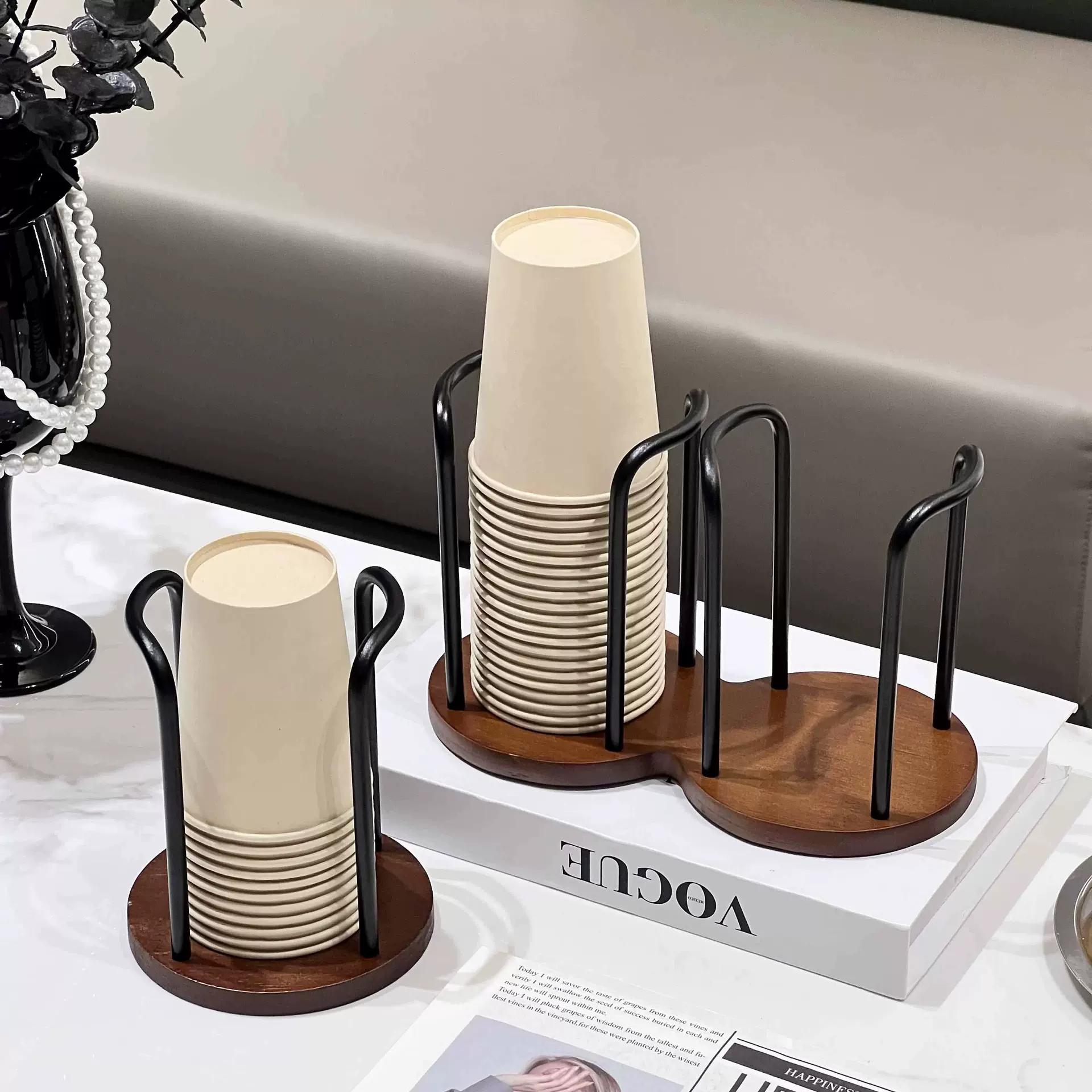 茶杯取杯器一次性杯子茶几纸杯架收纳置物架咖啡杯高颜值桌面杯架