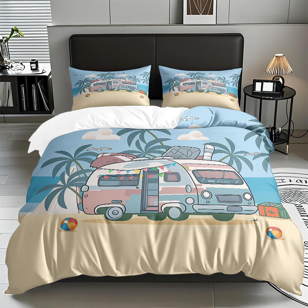 Ventas transfronterizas textiles caseros de ocio viento camping impresión digital abrasión quilt kit fuente de fábrica TEMU / JIT