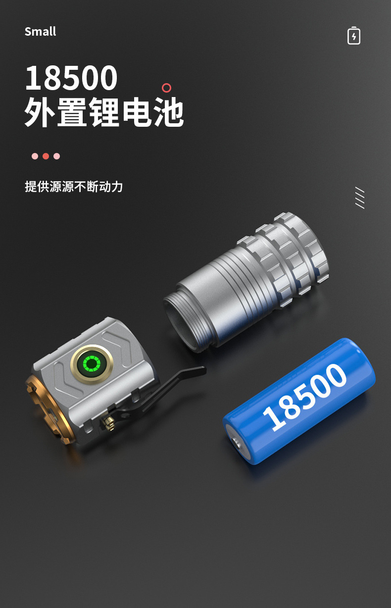 Aluminum Alloy Flashlight with Three Eyes, Ultra-Bright, Long-Range, Outdoor, Rechargeable, Zoomable, Mini Camping Style