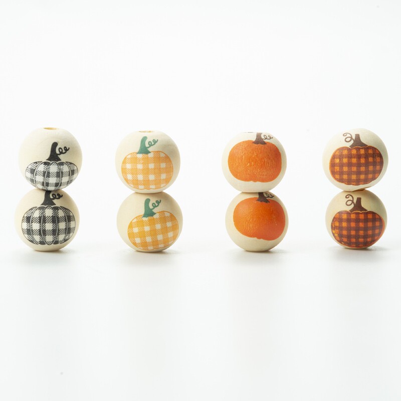Dj Source Manufacturer Autum Thanksgiving Pumpkin Wooden Beads Plaid Printing Amazon DIY Accessories Cross-Border 2025 Dj Source Manufacturer Autum Thanksgiving Pumpkin Wooden Beads Plaid Printing Amazon DIY Accessories Cross-Border 2025