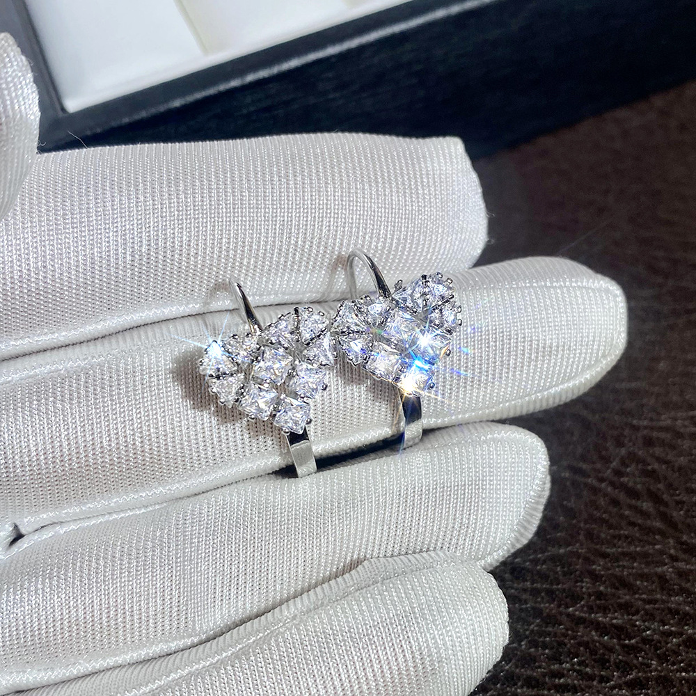 8g Weight 304 Stainless Steel Ear Needle Material Zircon Inlay Material Earrings Classification 1 Pair Quantity Holiday, Daily Occasion Copper Material Heart Shape Pattern All Seasons Season Women's Gender Modern Style Style 1 Pair Modern Style Heart Shape Copper Zircon Earrings 9