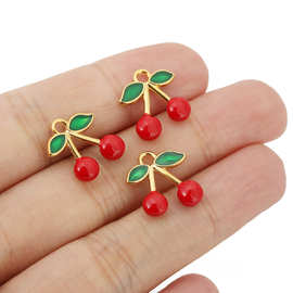 耳环diy配件滴油铜18K真金水果立体樱桃手链项链吊坠耳饰耳环挂件