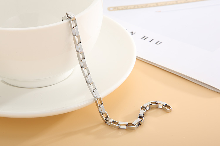 European and American fashion stainless steel rectangular lattice chain necklace bracelet