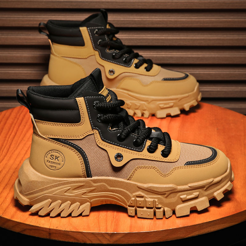 Botas Martin, botas de herramientas retro de estilo británico transpirables de alta calidad de primavera para hombres, botas de ruibarbo de combate en el desierto de montañismo al aire libre