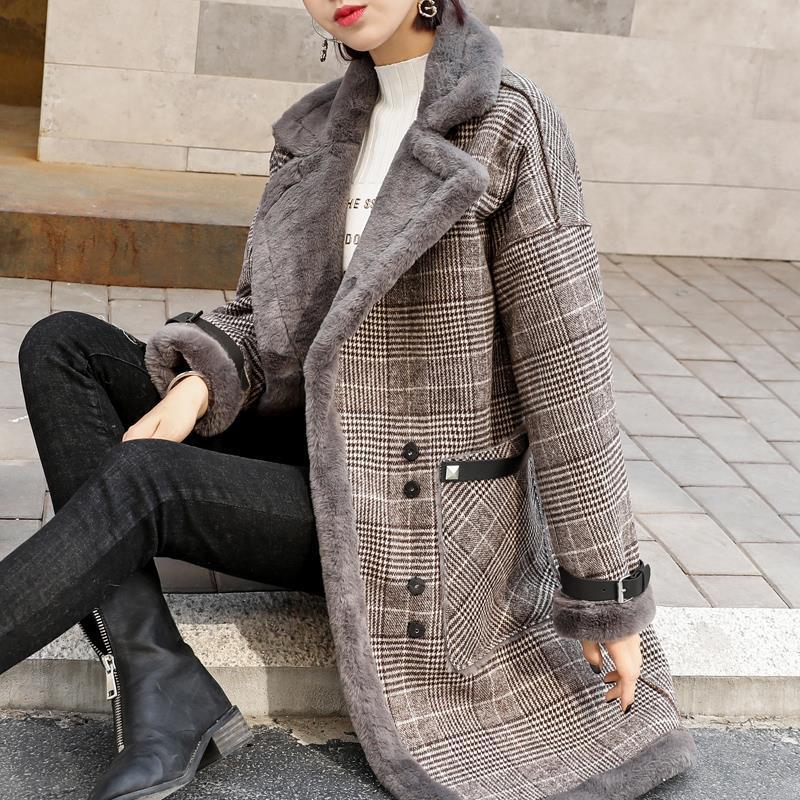 Dameskleding Dikke wollen bontjas voor dames, middellange en lange lengte, herfst en winter, warme en stijlvolle winterkleding_voghion.com