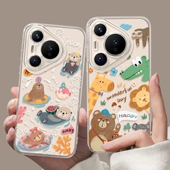 漫画風Huawei Pura80スマホケース 透明Pura70Proソフトケース 耐衝撃P60フルカバー保護ケース50