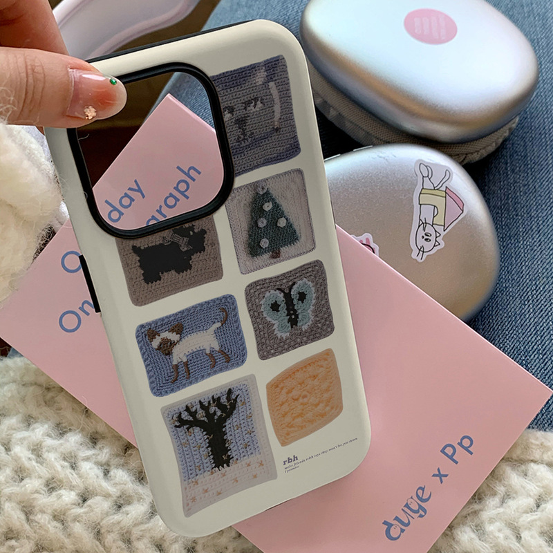 Animal Knitted Fabric Film Shell 2-in -1 for Apple 16pro Phone Case 15pro/13/12 Soft Shell Hard Shell Animal Knitted Fabric Film Shell 2-in -1 for Apple 16pro Phone Case 15pro/13/12 Soft Shell Hard Shell