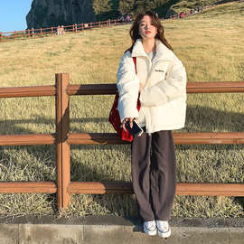 实拍白色羽绒服女冬季2025新款宽松百搭小个子加厚立领90绒面包服