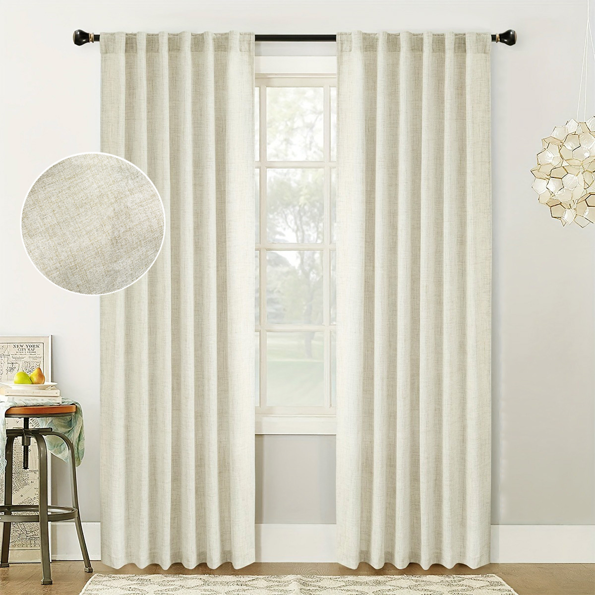 Shaoxing Keqiao Finished Window Screens, Rainbow Linen Curtains, Light-Transmitting but Not See-Through, Cream-Style Sheer Curtains, Exclusively for Amazon Cross-Border Sales