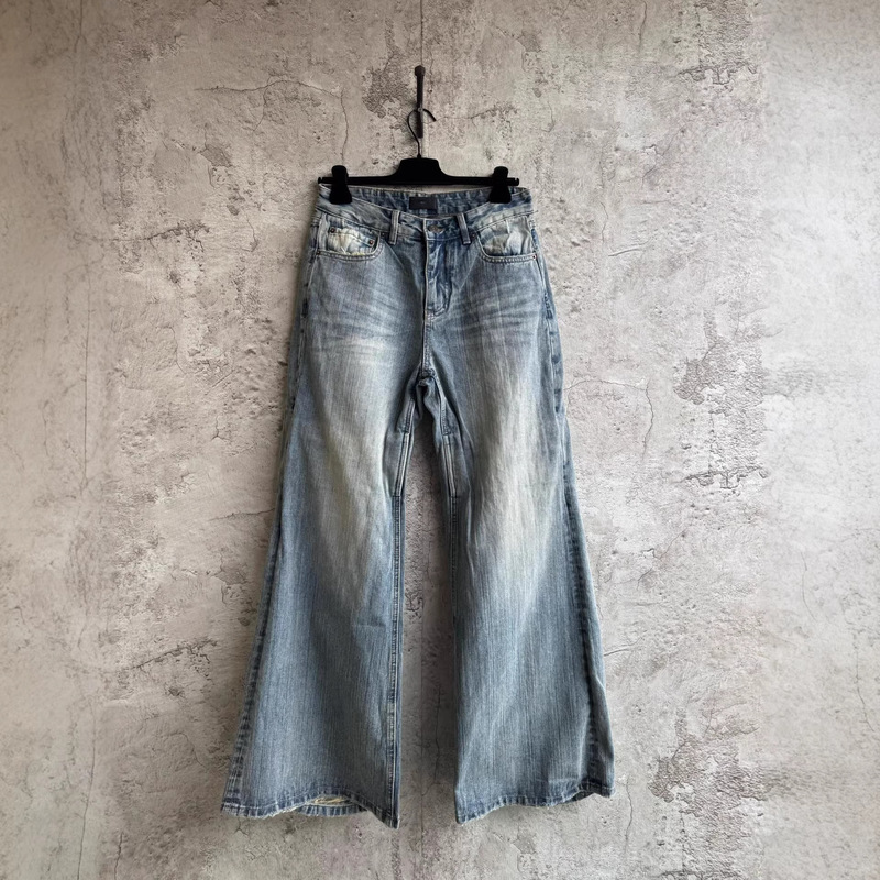 High-Quality Paris B Brand Summer New Flared Jeans with Ripped Design and Wide-Leg Casual Pants Ins