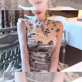 如意  人生旗袍 水墨丝感重工气质款新中式旗袍女 2025新款