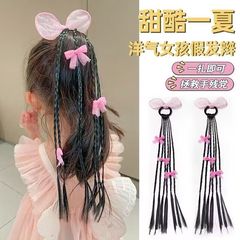 兒童蝴蝶結假髮個性編發雙馬尾辮子橡皮筋發繩彩繩髒髒辮女童飾品
