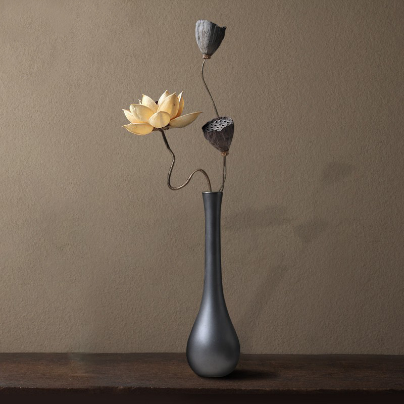 Jingdezhen new Chinese flower arrangement decoration desktop decoration Zen living room vintage crafts ceramic vase Jade net bottle