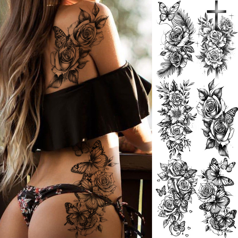 新品跨境 ZEN小全臂纹身贴半臂纹身贴动物花朵万圣节纹身贴tattoo|undefined