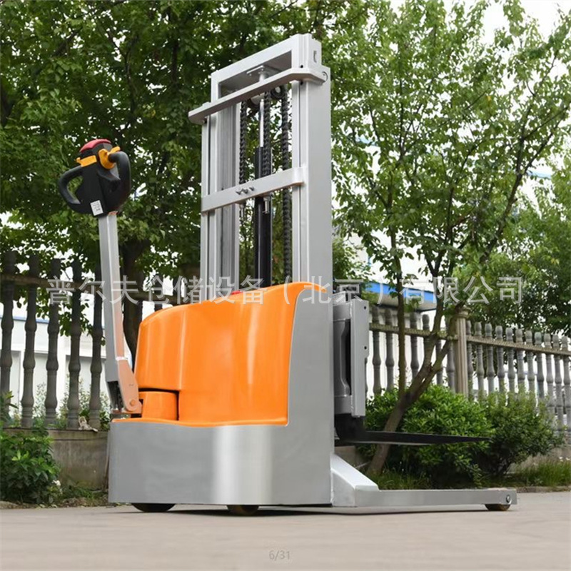1-2吨步行全电动堆高车托盘搬运叉车堆垛机升高车电瓶铲车杭州