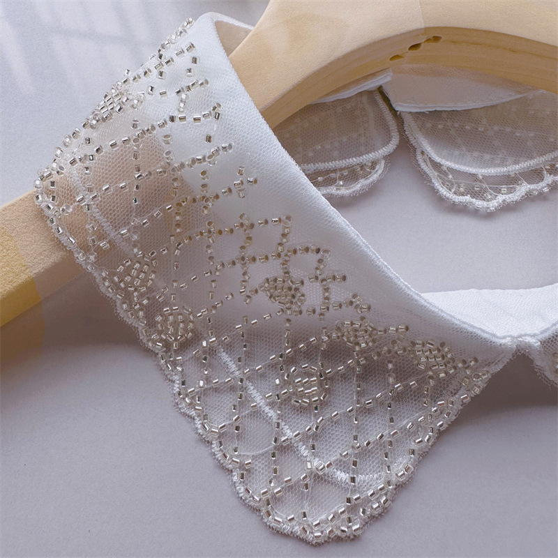 Nuevo Eugen Cuello de cuentas de flores de cuello de lazo de botón de cuello de encaje de mujer collar de encaje de decoración de camisa de encaje