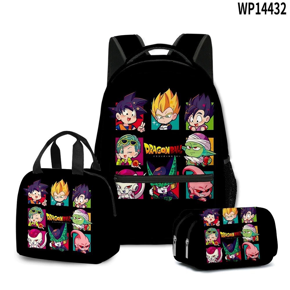 3D transfronterizo nueva animación Goku siete Dragon Ball Super bolsas escolares bolsas de almuerzo bolsas de lápiz tres piezas