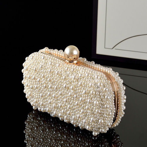New Style Simple and Fashionable Double-Sided Beaded Bag with Large Pearl Embellishment, Shoulder Bag, Crossbody Bag, Handbag, Pearl Bag for Cheongsam
