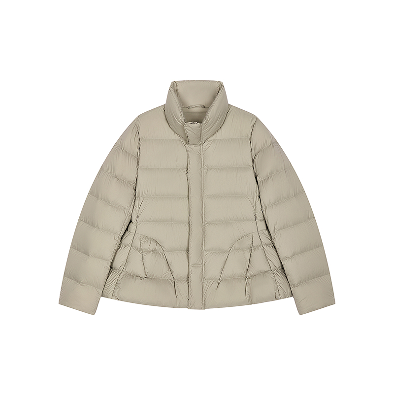 Jiangnan Style White Duck Down Jacket For Women, Autumn And Winter New Stand Collar, Waist-Cinching, High-End Feel,_voghion.com