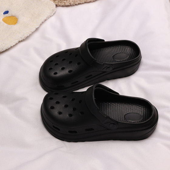 Thick-soled outdoor wear new eva non-slip hole shoes half-wear office women beach shoes summer toe-covered sandals