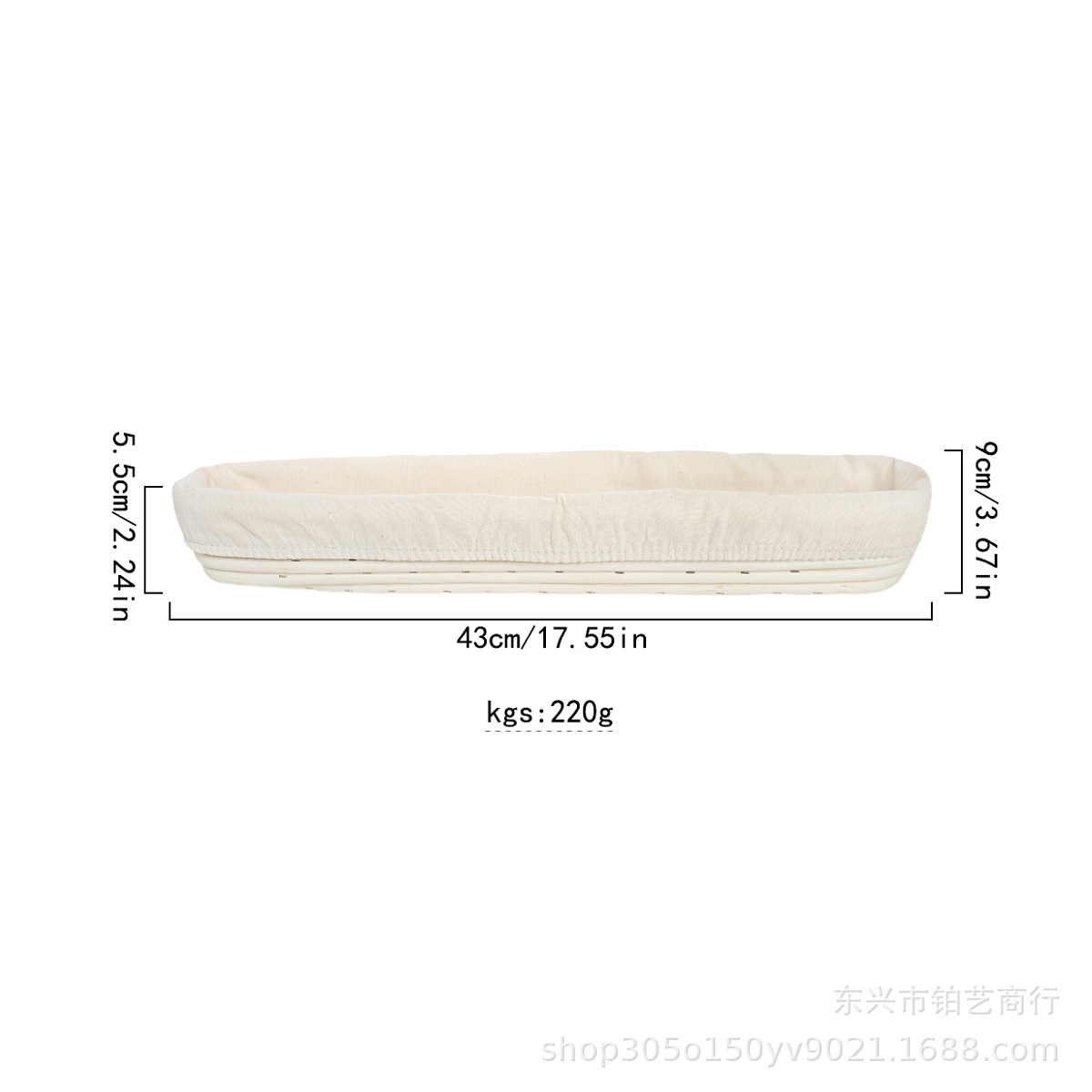 Forma de palo francés 43*9*5,5 cm con funda de tela