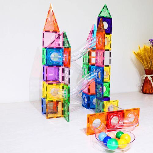 Export 7.5 cm colored window track block pipeline ball magnetic magnetic tiles strong magnetic children's intelligence assembly toy