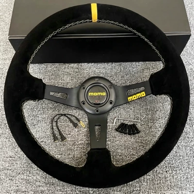 Cross-border bestseller momo new model full speed sports personalized suede racing drift steering wheel universal