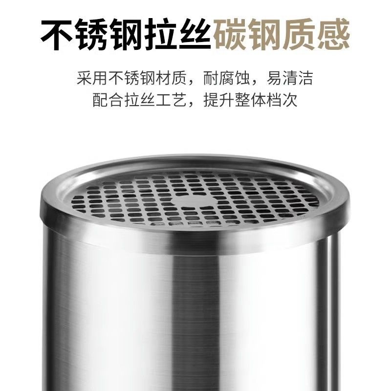ステンレス円形ゴミ箱灰皿付き商用公共場所ホテルエレベーター口屋外縦型灰皿|undefined
