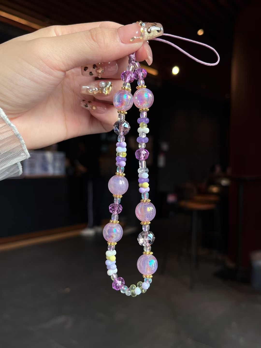 Color caramelo, cordón fresco para teléfono móvil, cadena al por mayor, cuentas, cuentas mixtas, bricolaje, colgante simple hecho a mano, cristal lindo