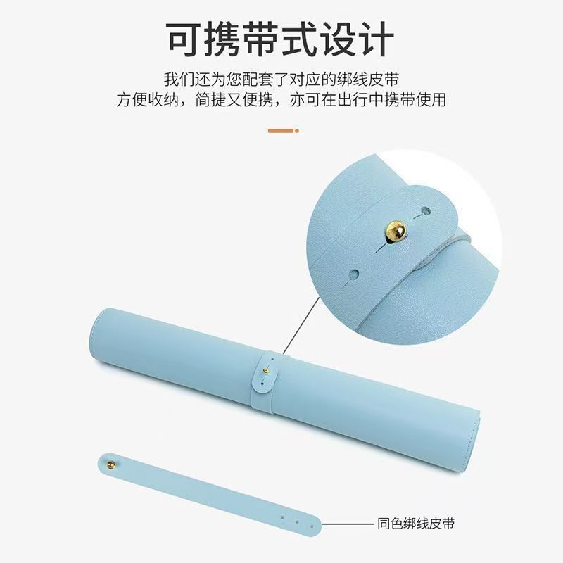皮革纯色大号鼠标加工定制垫学生写字垫高级感笔记本垫配皮革绑带|undefined
