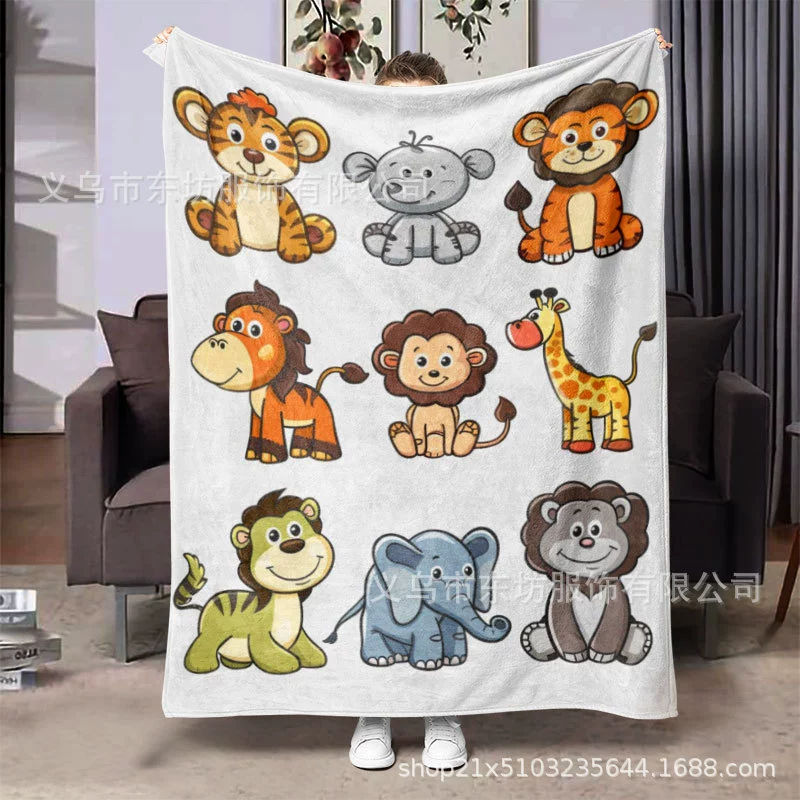 Простые мультяшные животные мягкие и удобные фланелевые одеяла