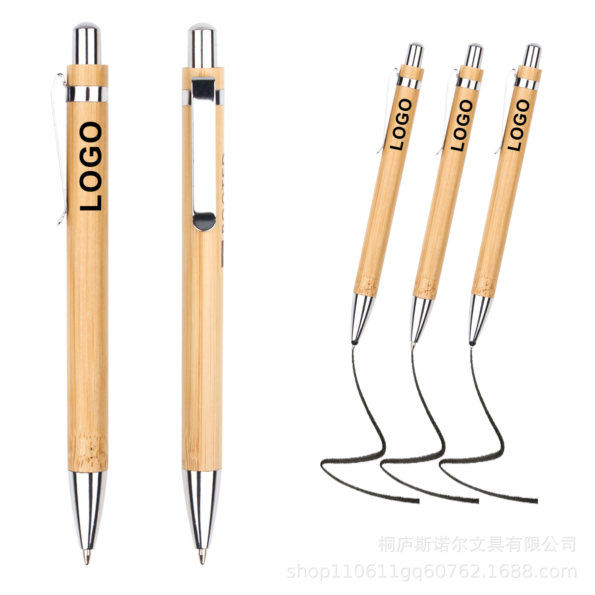 Protección ambiental dos lápiz de bambú brillante gancho de metal a prueba de insectos de goma de bambú madera lápiz de bolas al por mayor lápiz publicitario