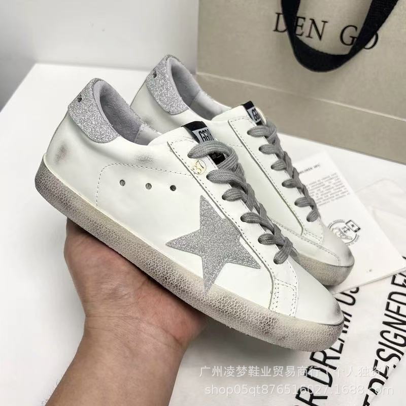 小脏鞋女真皮做旧星星小白鞋内增高百搭板鞋女复古脏脏鞋韩版潮牌|undefined