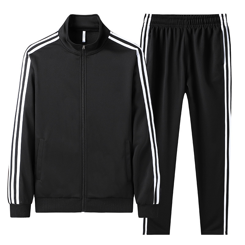 Conjunto deportivo transfronterizo para hombre, conjunto informal para parejas, ropa deportiva de tres rayas para hombre, conjunto moderno de sudadera con cremallera y pantalones de chándal de dos piezas