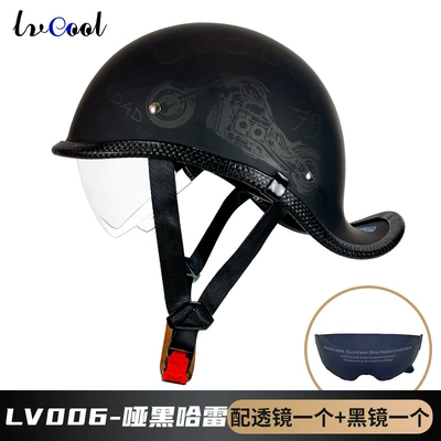Motosiklet kaskı (dəbilqə) – electric motorcycle helmet lightweight - 006-dumb-black-harley-black-mirror-with-lens-m