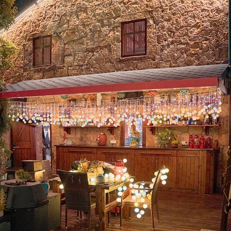 Lichterkette mit 120 LEDs in Baumwollkugelform – 4 m lange, wasserdichte Lichterkette (IP54) für Feste, Hochzeiten und Heimdekoration_voghion.com