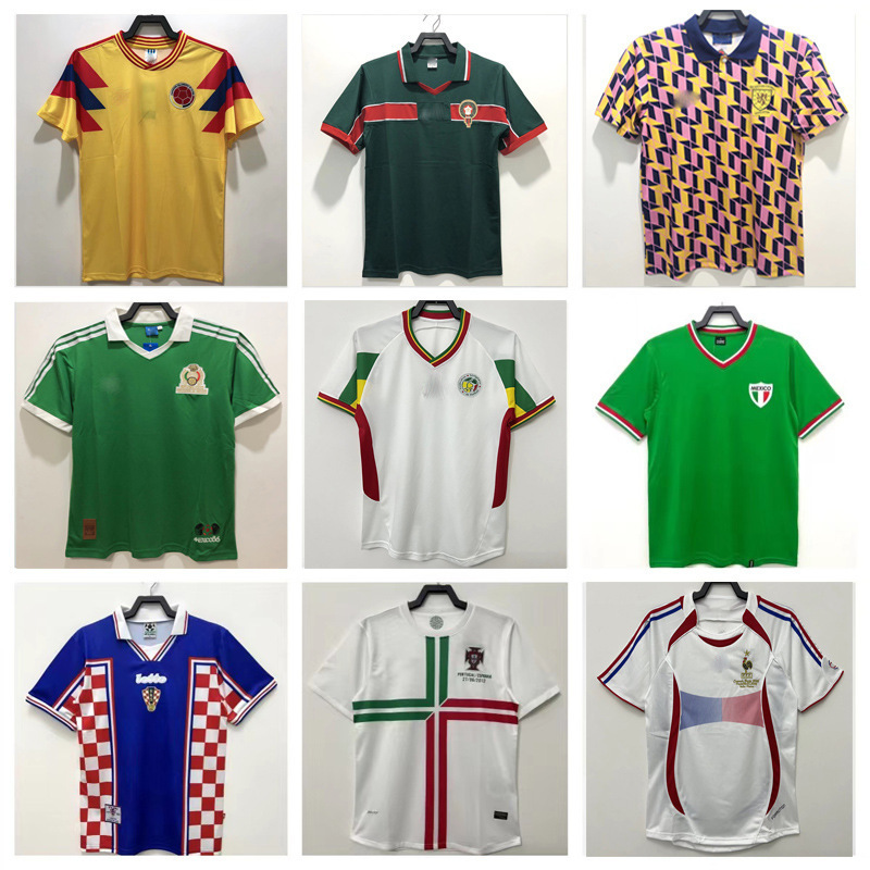 Classic retro national team football jerseys for the Netherlands, Mexico, Croatia, Senegal, and Morocco (short-sleeved jerseys)