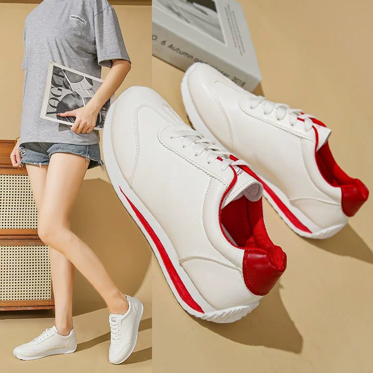 Женские кроссовки Cortez больших размеров, экспортная модель, новая осенняя коллекция 2025 года, кожаные, модные, цветные, белые, на шнуровке, повседневные.