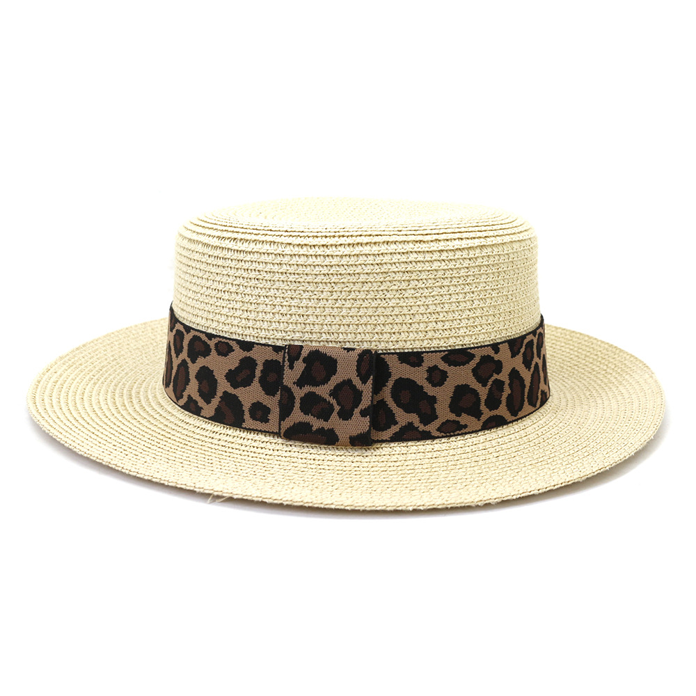 Leopard Print Flat Straw Hat NSDIT104161