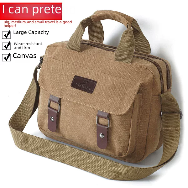 Men's canvas shoulder bag large capacity messenger bag outdoor leisure retro travel tools New Cross back handbag