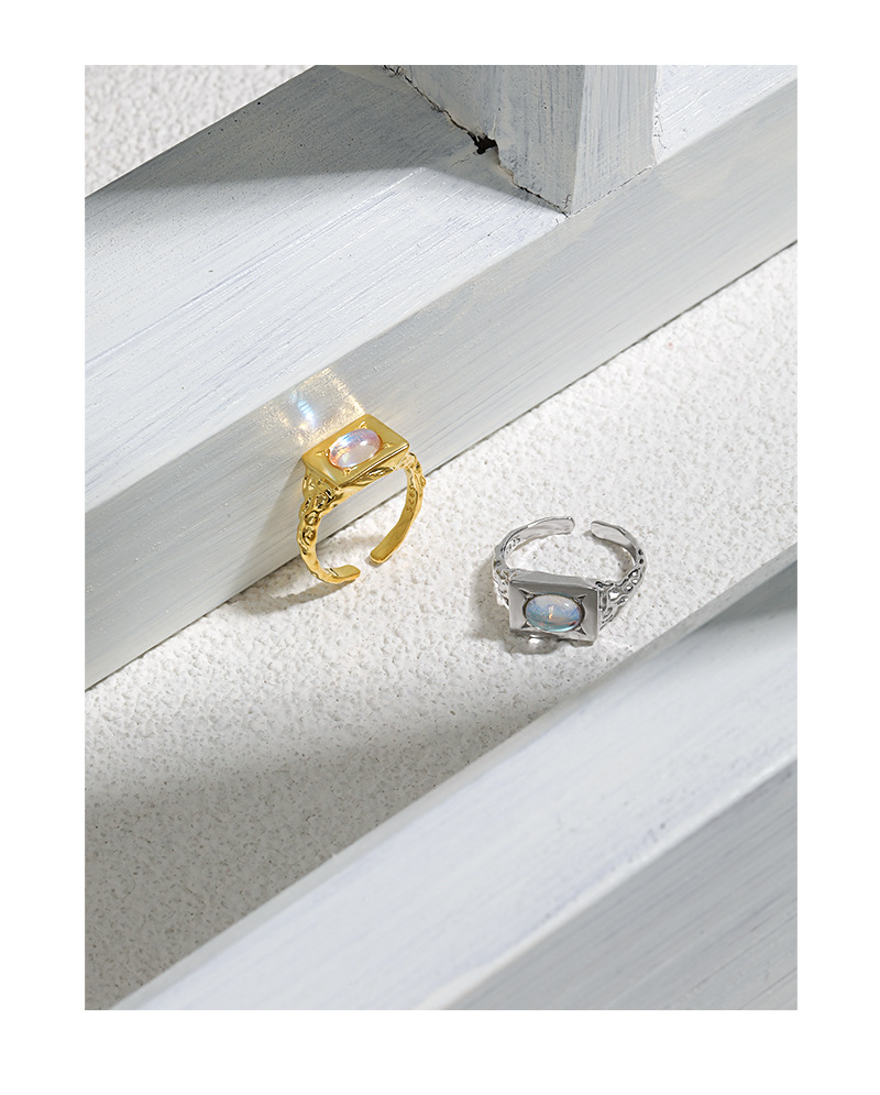 Fashion Square Sterling Silver Plating Moonstone Open Ring