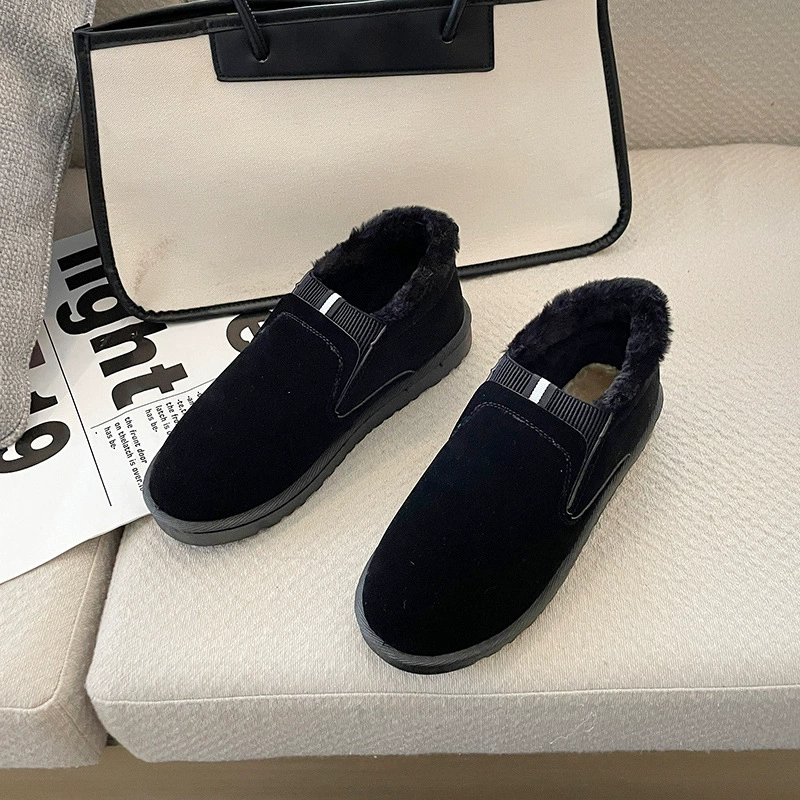 Winter low ankle boots, warm plush lining, non‑slip sole, lightweight