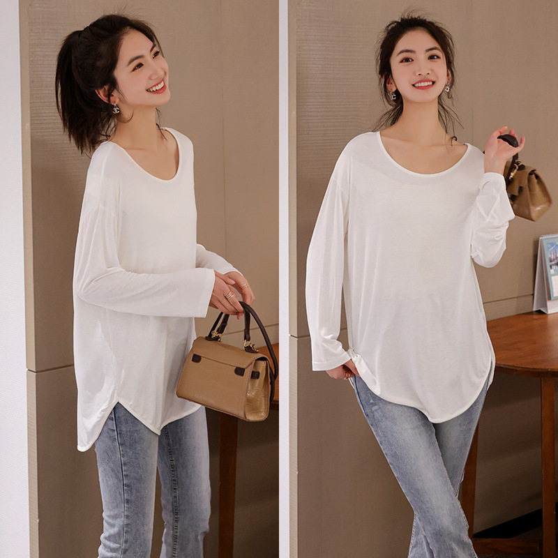 Spring summer thin long-sleeve with a round collar