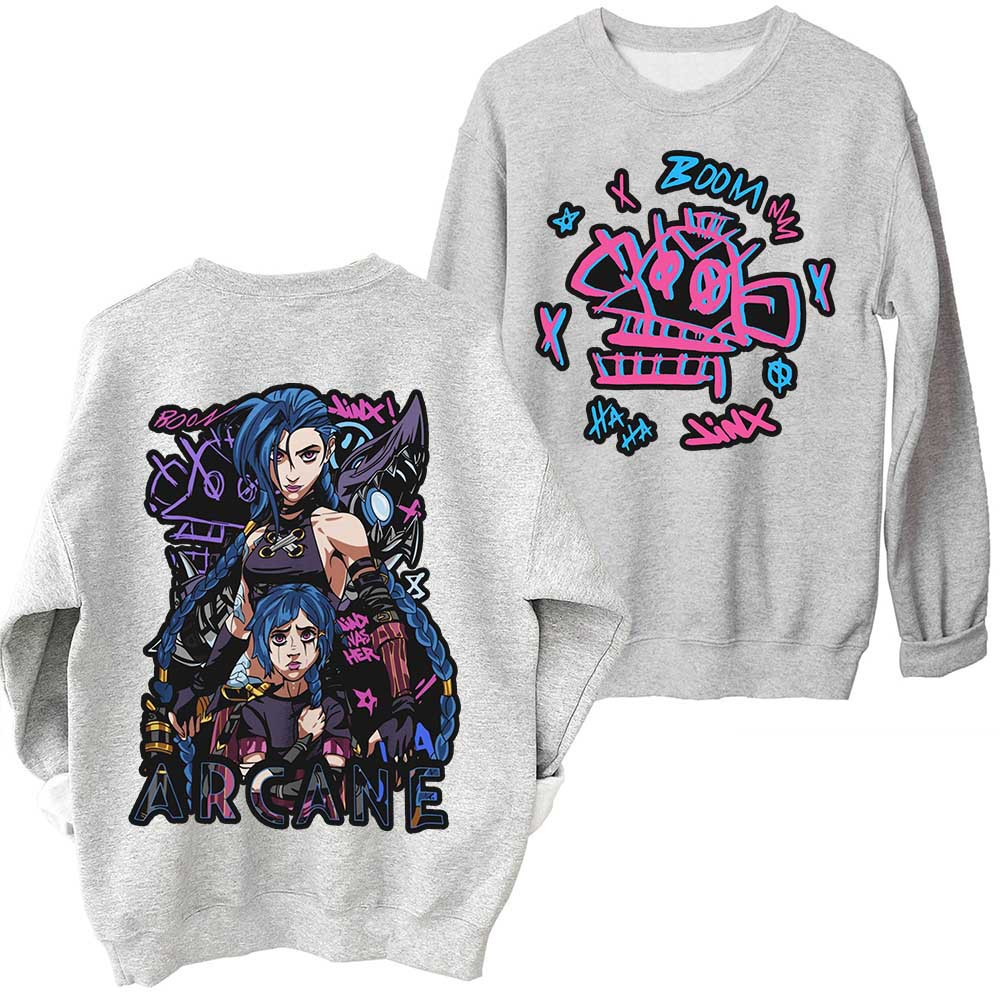 2024 Arcane-Jinx Hot Anime Sweatshirt Harajuku Round Neck