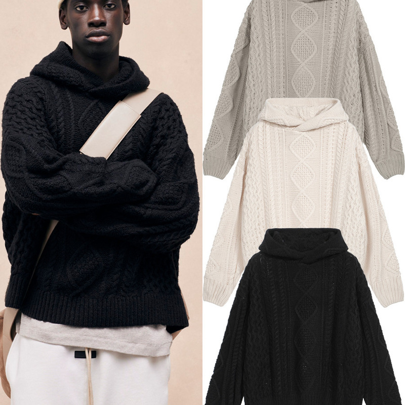23FW New Series FOG ESSENTIALS High Street Solid Color Sweater Men's and Women's Loose Hooded Sweater Trendy