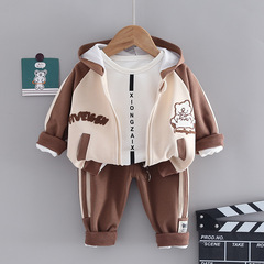 寶寶卡通長袖衛衣帽衫三件套一件代發2023春秋季新款兒童休閒童套