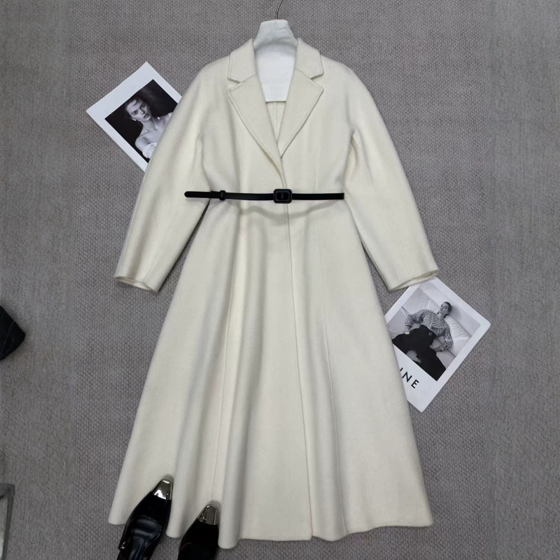 Shenzhen Nanyou 2026 Autumn and Winter New Style Double-Sided Hand-Stitched Cashmere Belt Slim Long Wool Coat for Women Shenzhen Nanyou 2026 Autumn and Winter New Style Double-Sided Hand-Stitched Cashmere Belt Slim Long Wool Coat for Women