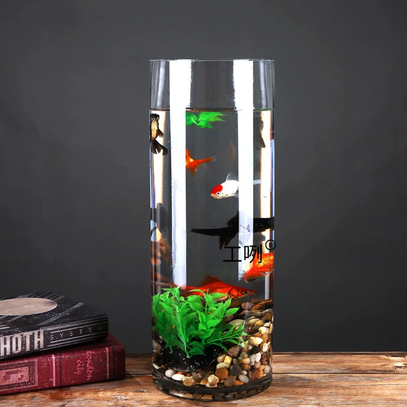 Креативный утолщенный прямой стеклянный аквариум цилиндрической формы, большой, для гостиной, офиса, для золотых рыбок, прозрачный аквариум для черепах, гидропоника